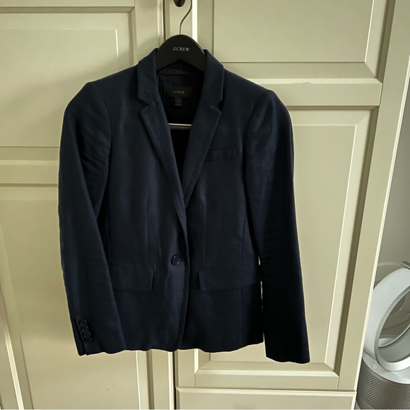 J Crew Linen Navy Blazer - Picture 2 of 9